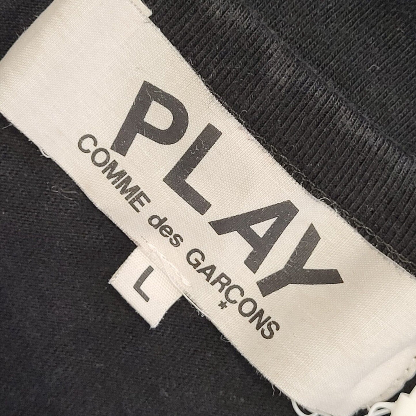 Comme DersGarcons Play Vintage Y2K Black Heart Detail T-Shirt Womens UK L