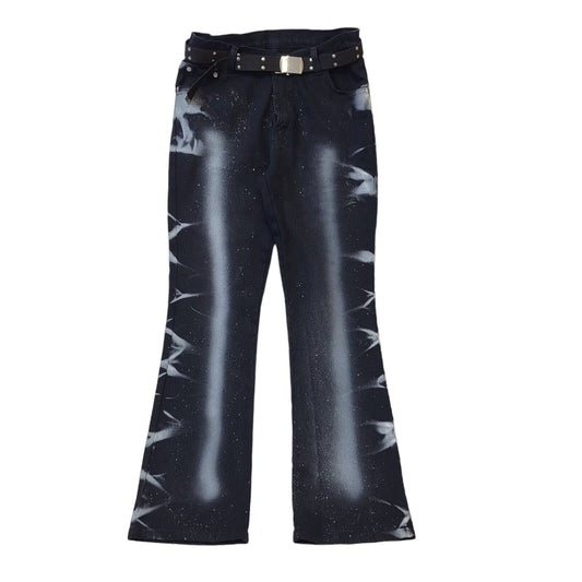 Ice Cool Y2K Vintage Black Glitter Bootcut Denim Jeans Women's Size 16 W34 L29