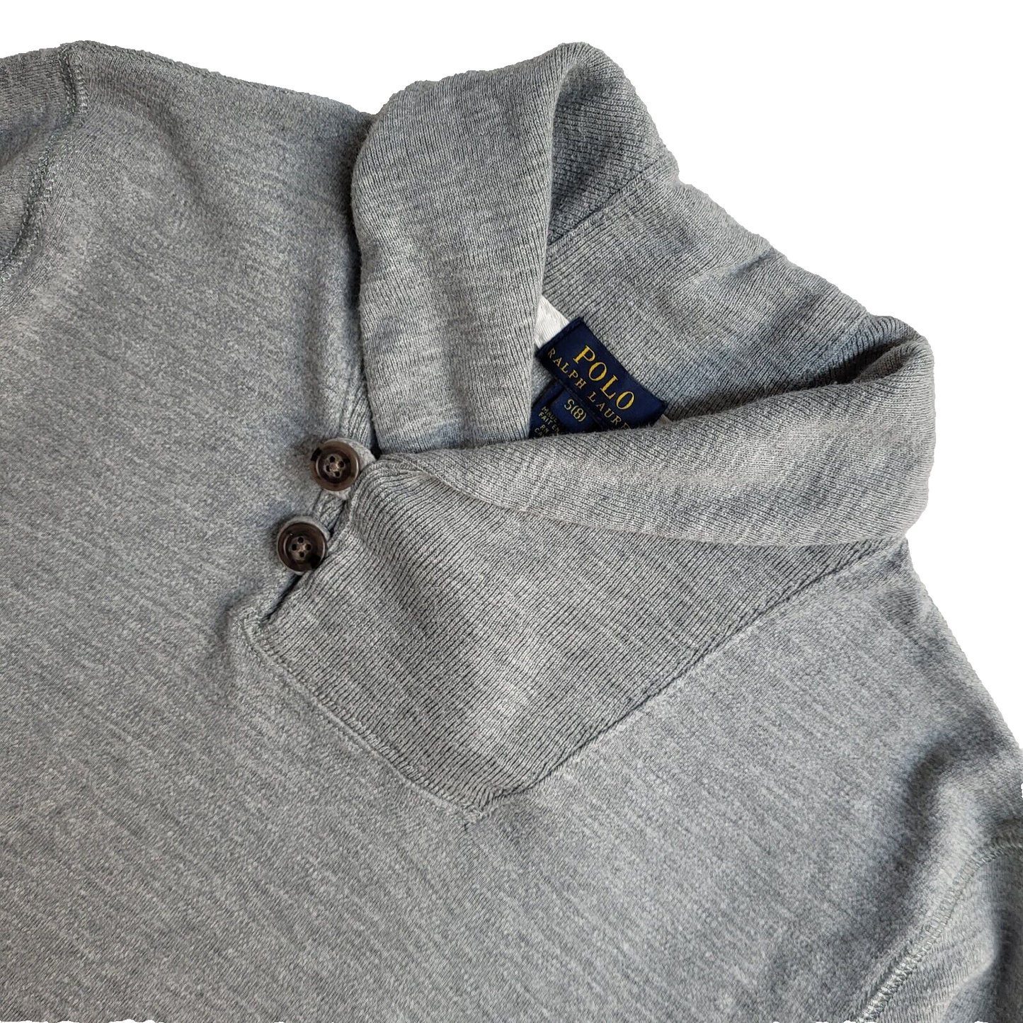 Polo Ralph Lauren Y2K Grey Button Long Sleeve Sweatshirt Boy's S Age 8