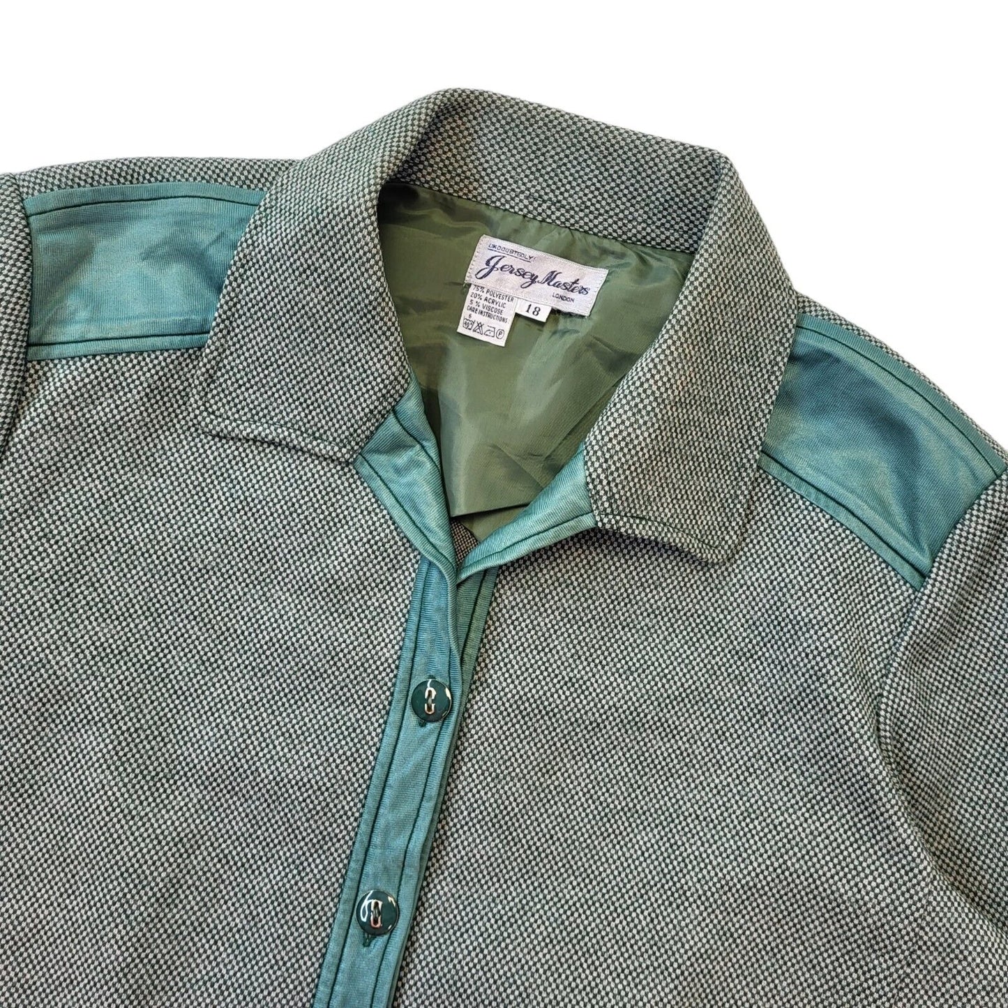 Jersey Masters 70s Vintage Green Button-Up Jacket Women's Size 18
