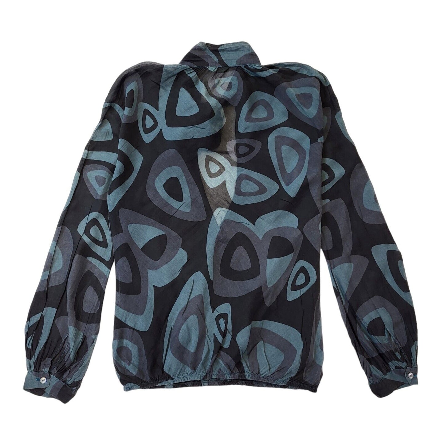 United Colors of Benetton Y2K Retro Blue & Black Blouse Women's 18