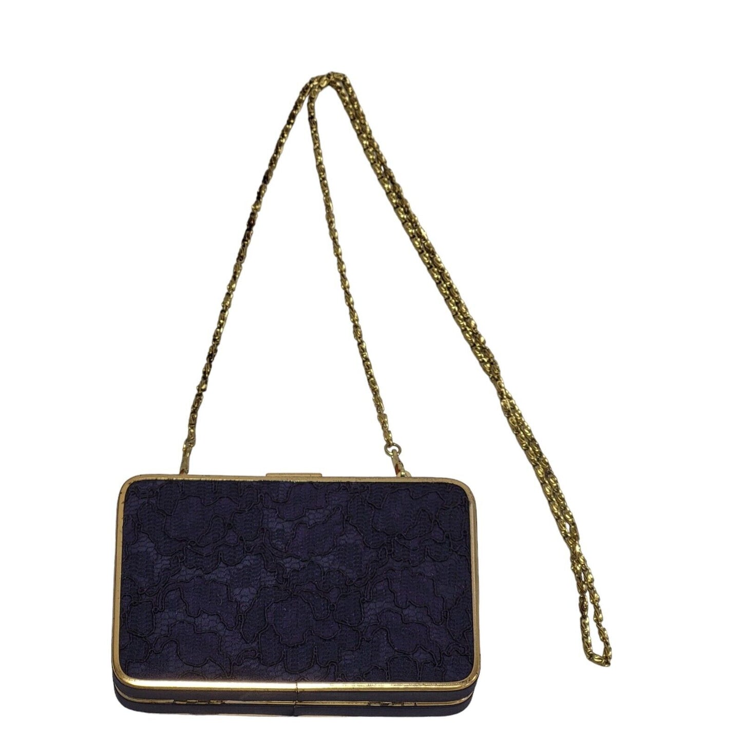Kaiko Navy Blue Clasp Rectangle Micro Hand Bag Uk Women's Size 6" x 4"