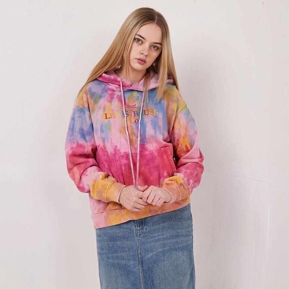 Levi's Vintage 90's Tie-Dye Pullover Drawstring Hoodie Womens UK Size XXS