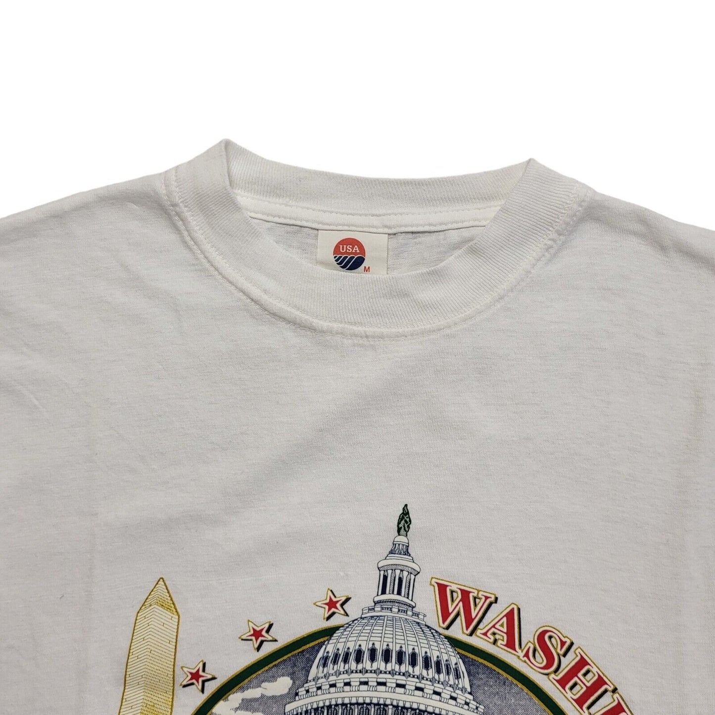 USA Orient Vintage Y2K White Washington DC 2000 Single Stitch T-Shirt Womens M