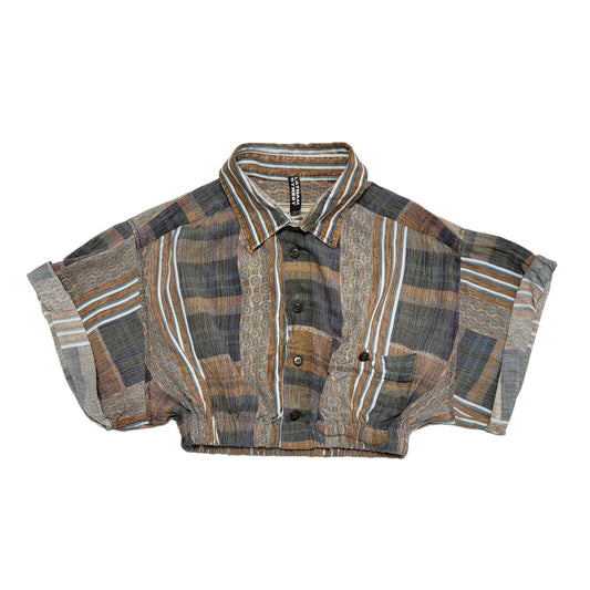 Johns & Green Vintage 90's Brow Check Short Sleeve Shirt Uk Women's Size S