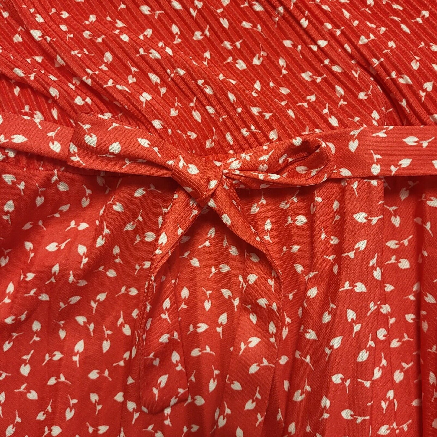 Vintage 80s Red & White Sleeveless Daywear Dress Uk Women's Size 12
