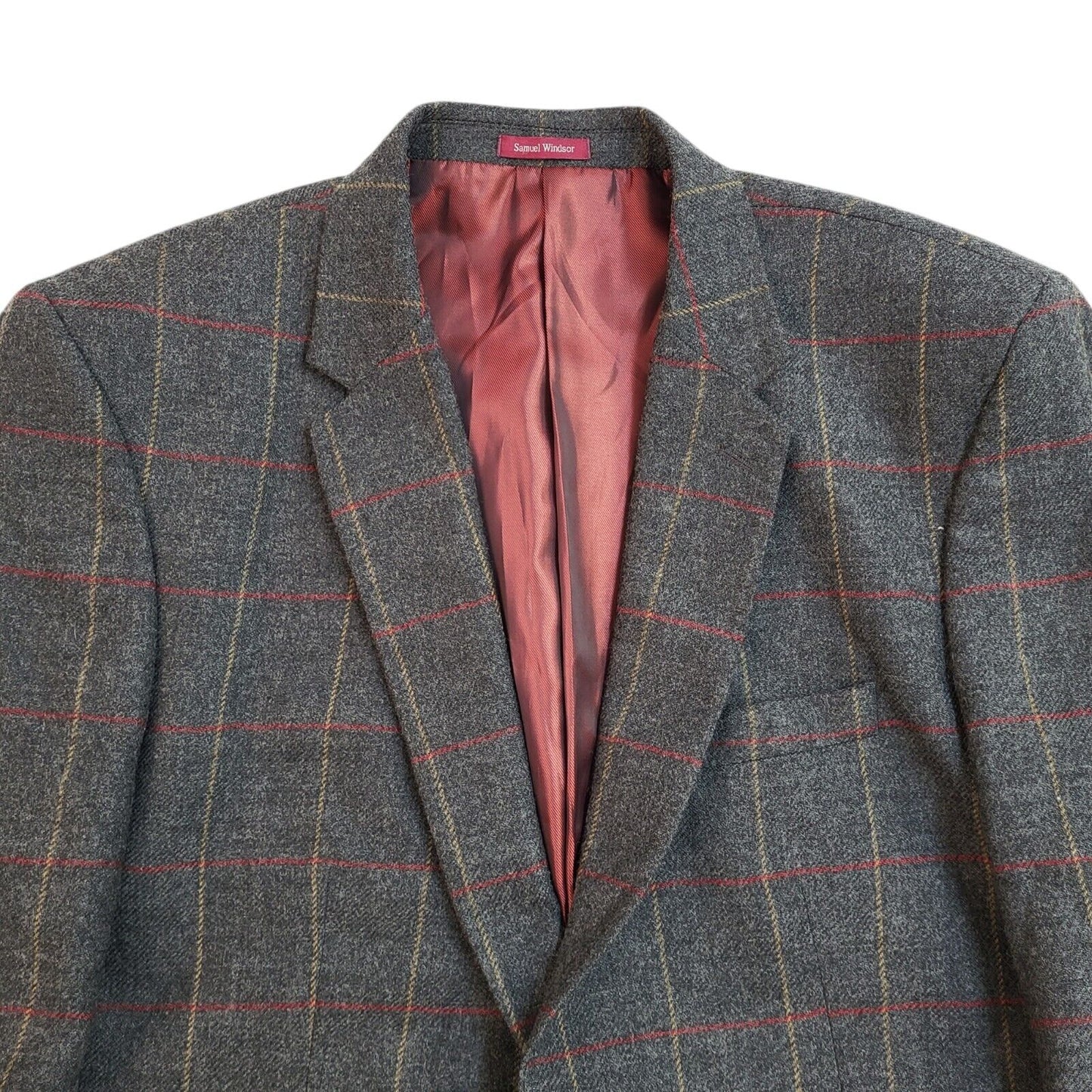 Samuel Windsor Grey Check Y2k Blazer Suit Jacket Uk Men's Size XL 44"