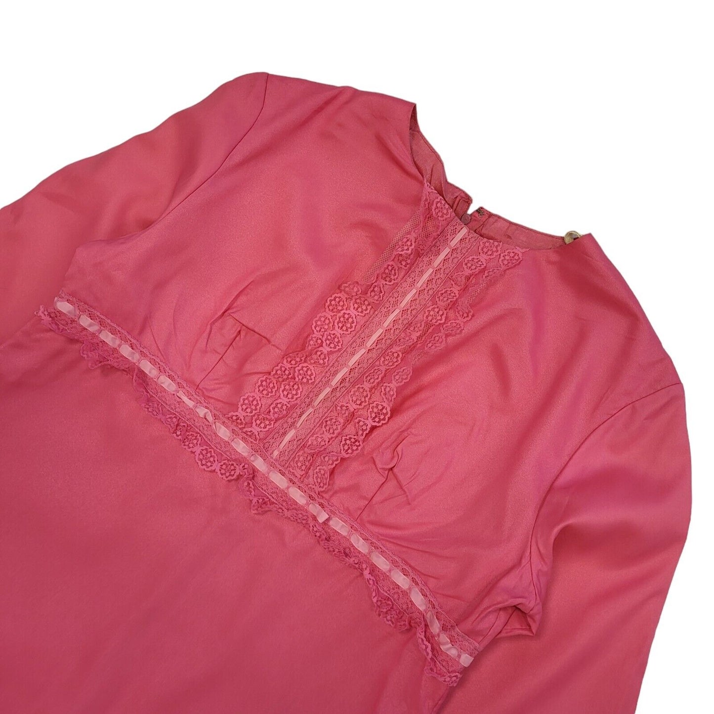 60s Vintage Pink Long Sleeve Maxi Dress Women's Size 14