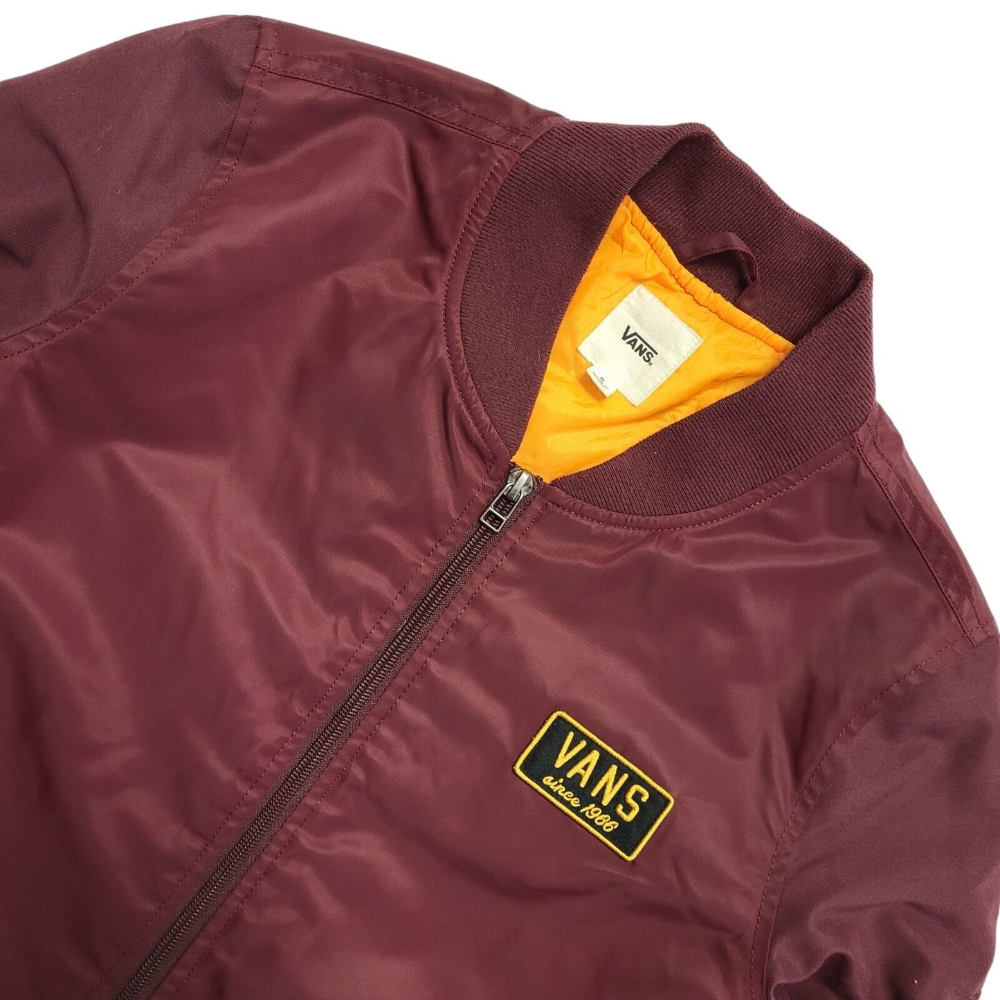 Vans Burgundy Y2k Zipped Bomber Jacket Uk Women's Size Small