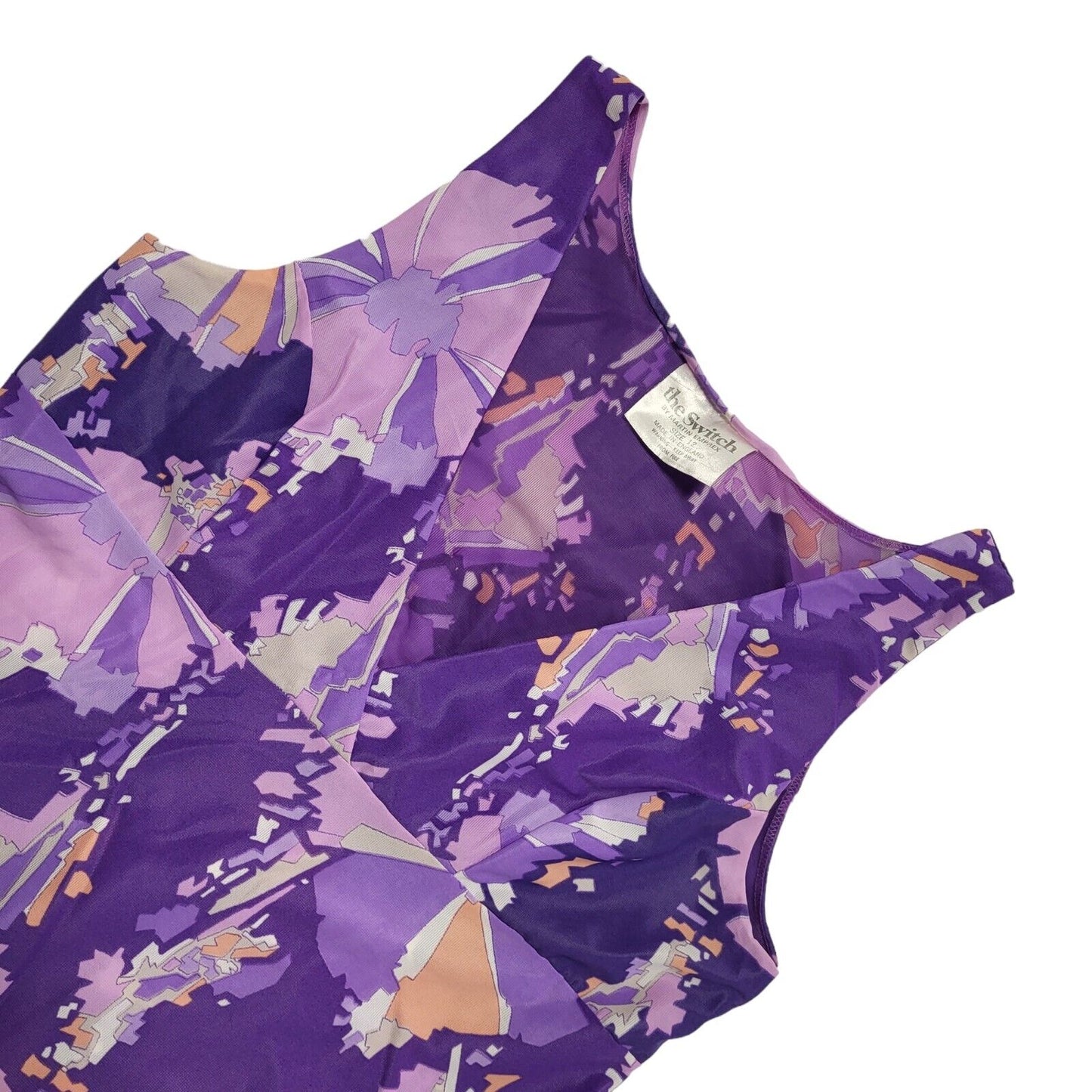 70s Vintage The Switch Purple Geometric Daywear Maxi Dress Women's Size 10