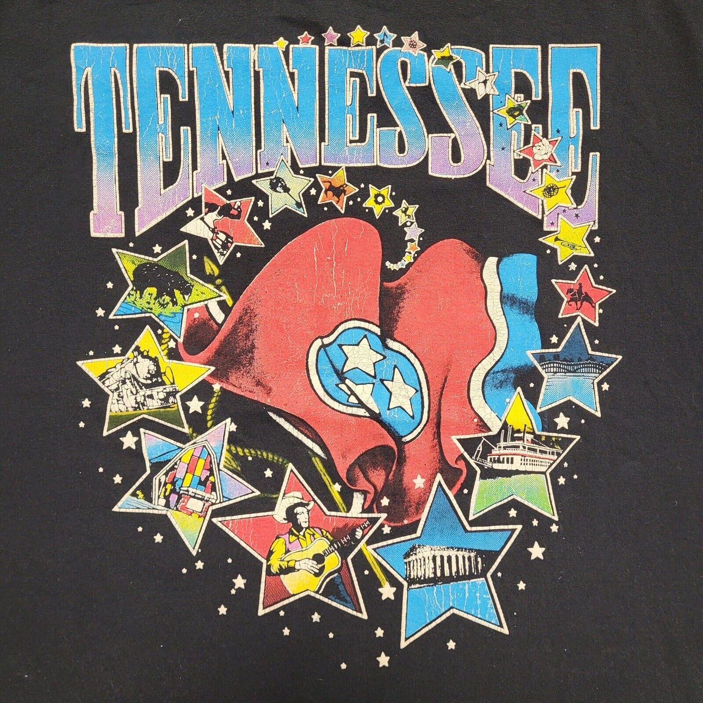 Tennessee Belton Black Vintage 90s Short Sleeve T-Shirt Uk Men's Large