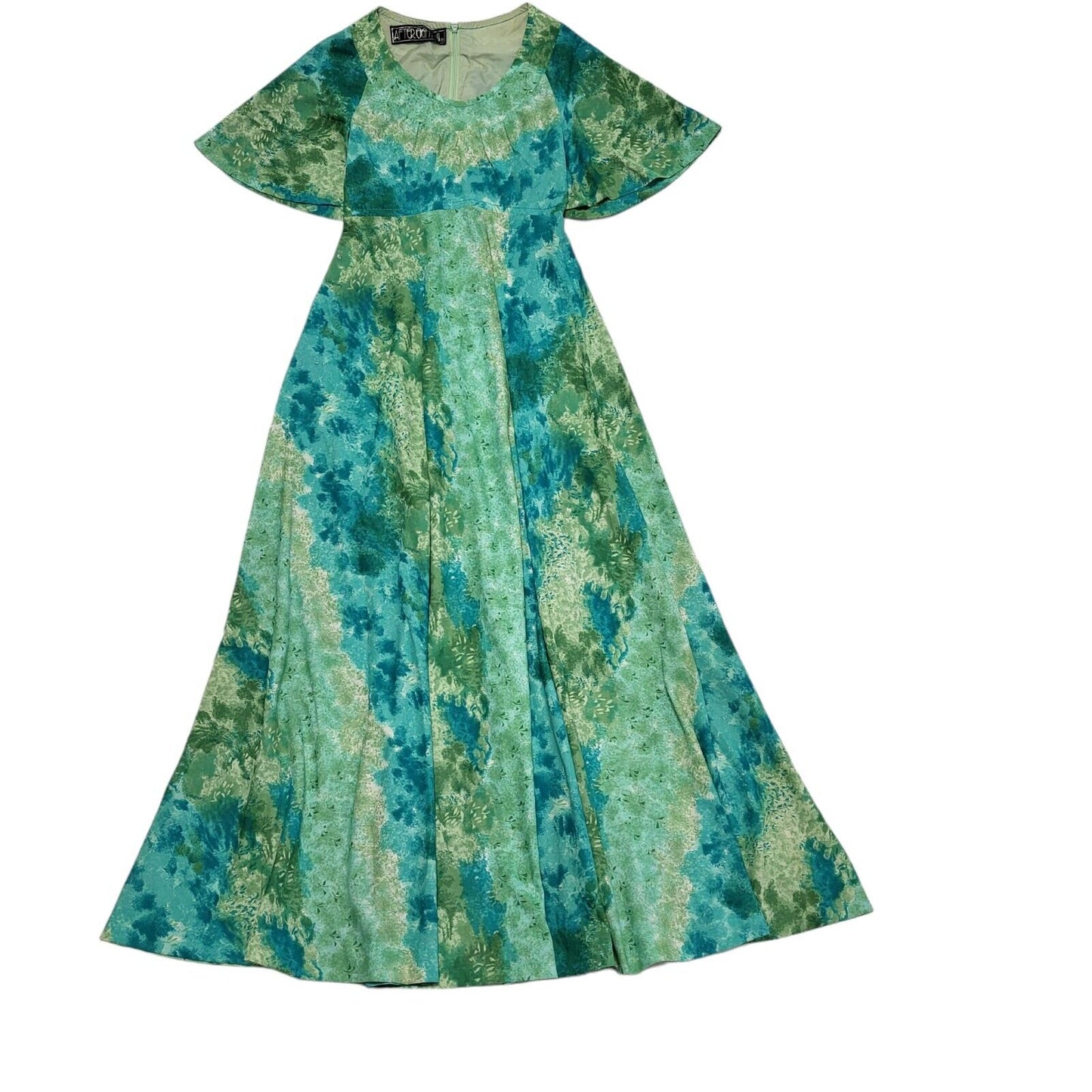70s Vintage After Eight Green Retro Summer Maxi Dress Women's Size 8