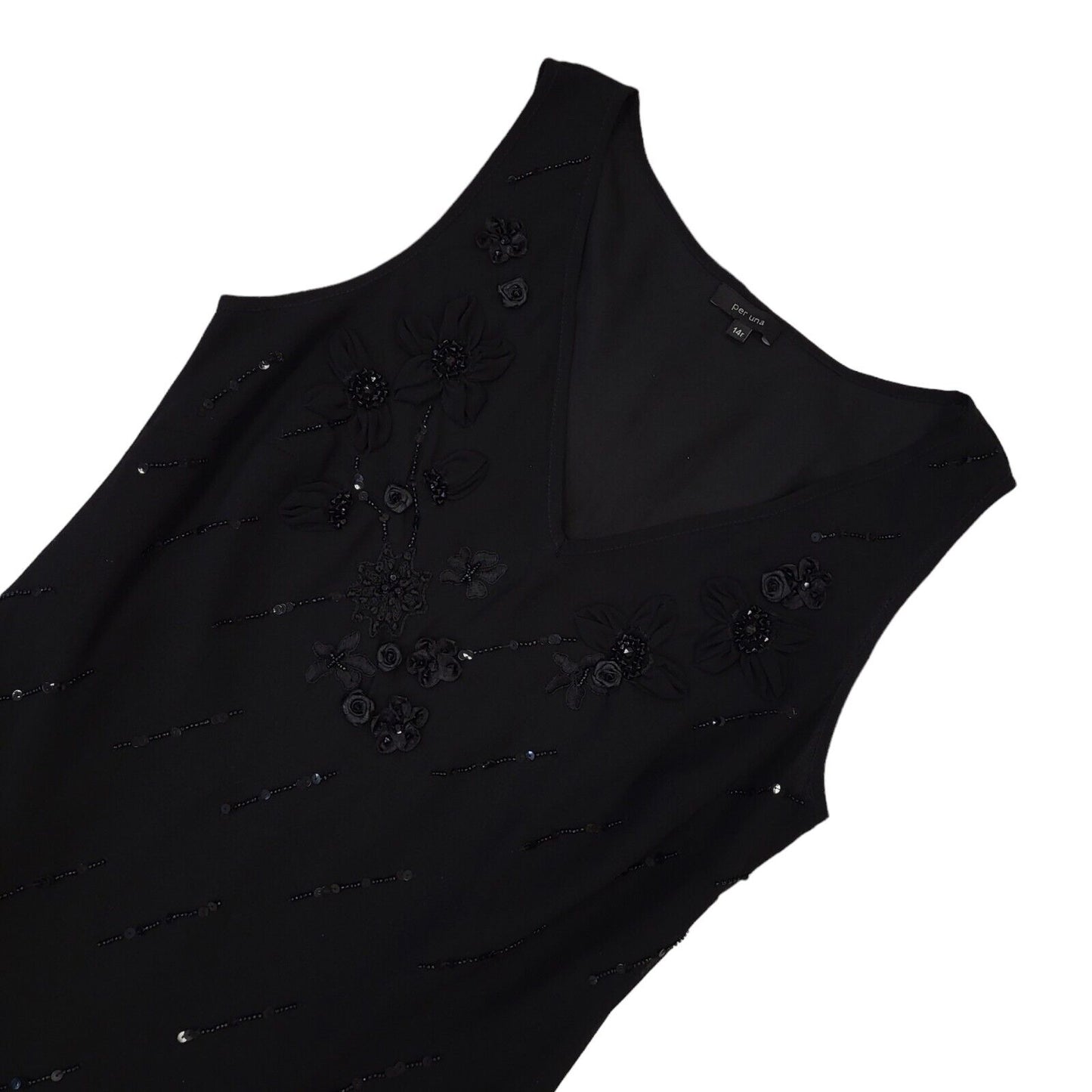 Per Una Vintage 90s Black A-Line Dress Uk Women's Size 14