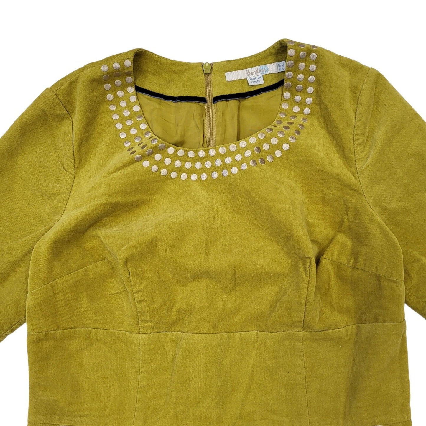 Boden Vintage Y2K Green Sleeveless Velvet Dress Uk Women's Size 6