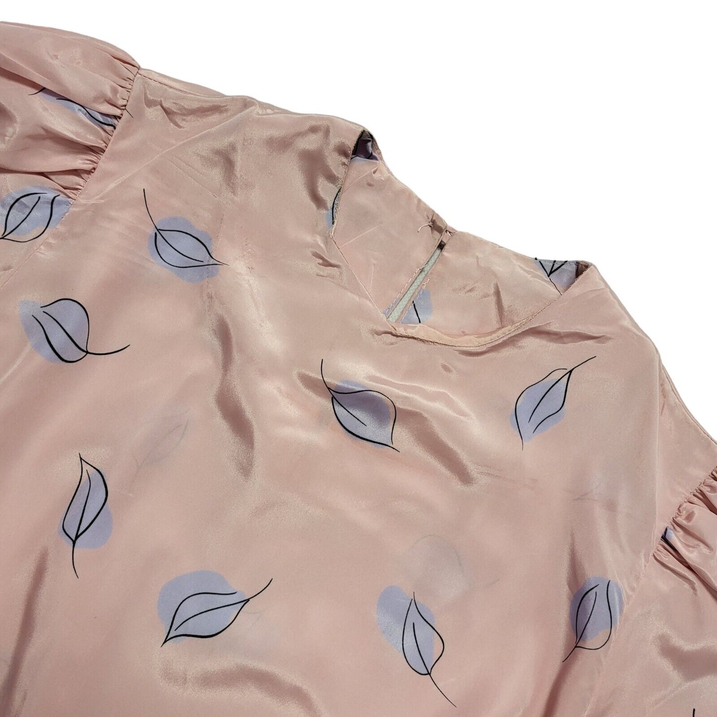 80s Purple Patch Vintage Pink Lilac Leaf A-Line Daywear Summer Dress Women's 12