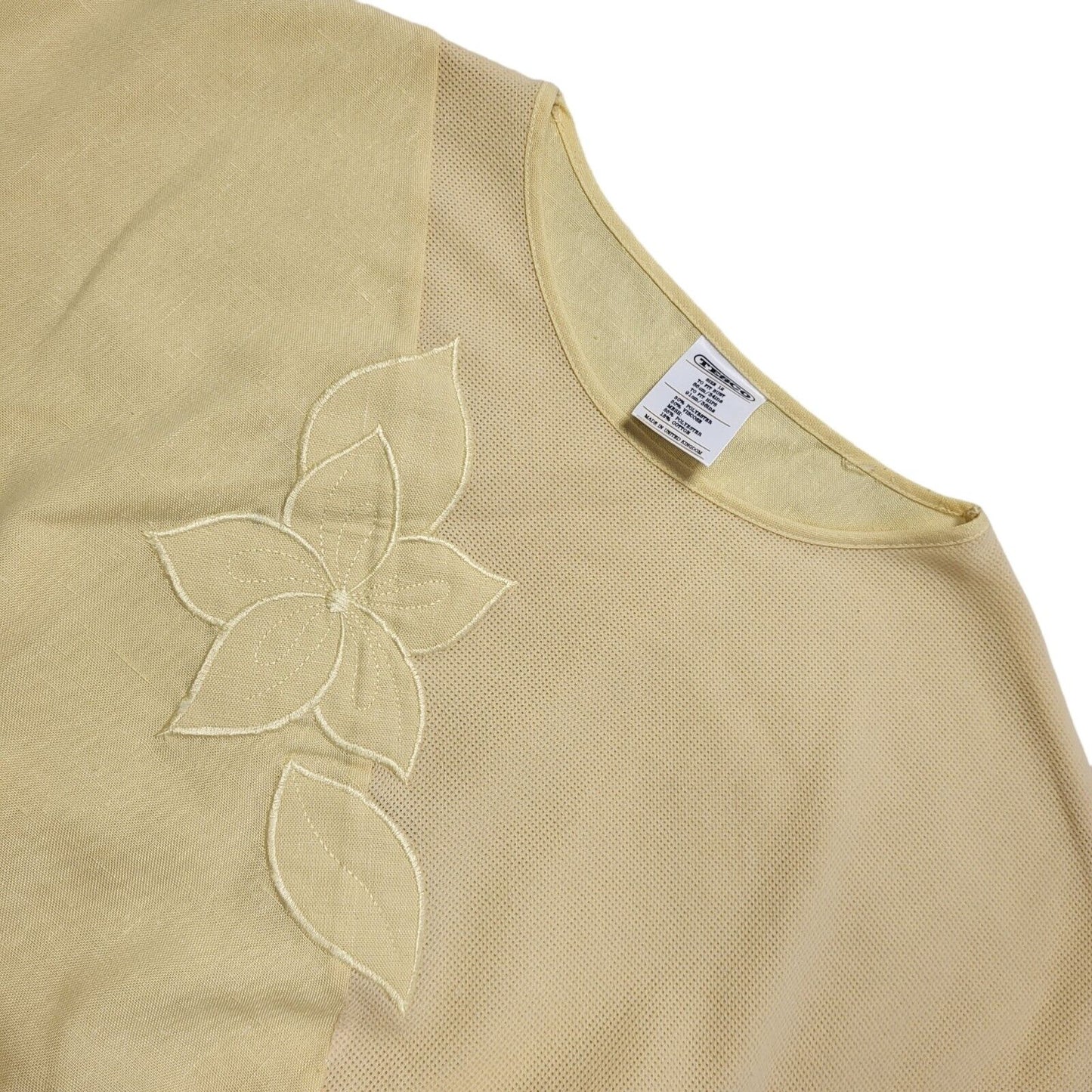 70s Vintage Tesco Yellow Belted Fit & Flare A-Line Dress Women's 12