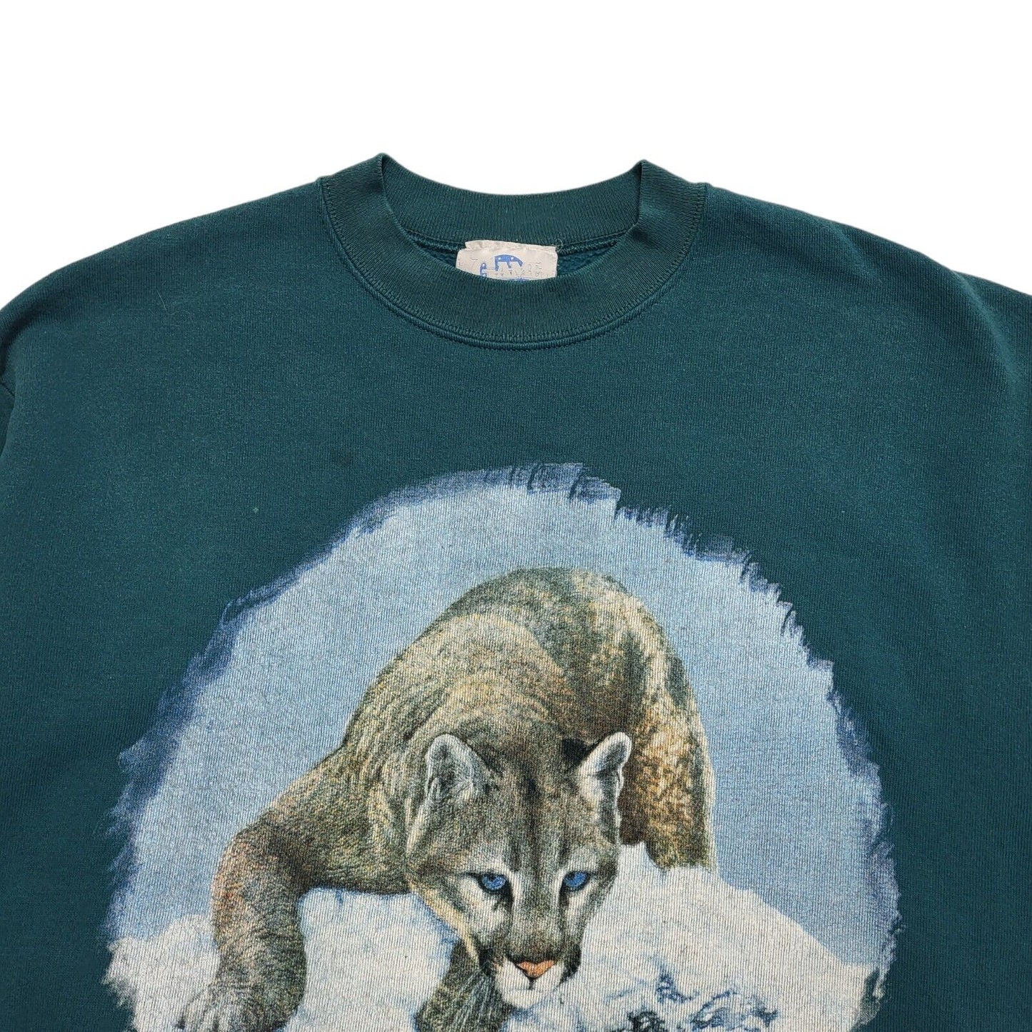 Native Land 90s Green Single Stitch Puma Sweatshirt Uk Women's Size Large