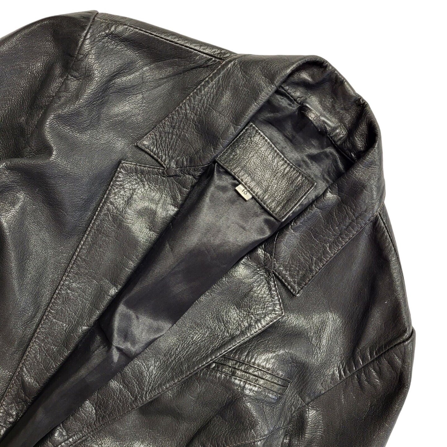 90s Vintage Black One Button Leather Jacket Uk Women's Size 10