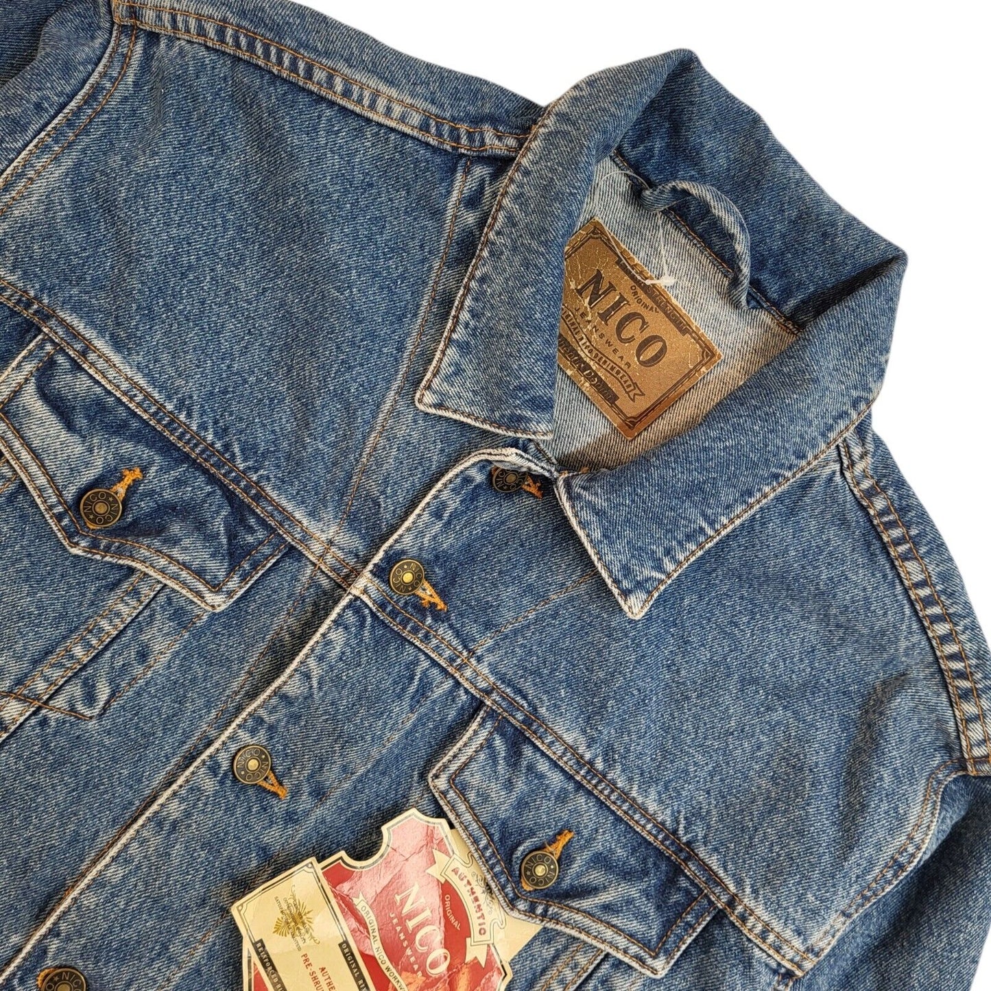 Nico 90s Vintage Mid Blue Button Denim Jacket Uk Men's Size XL