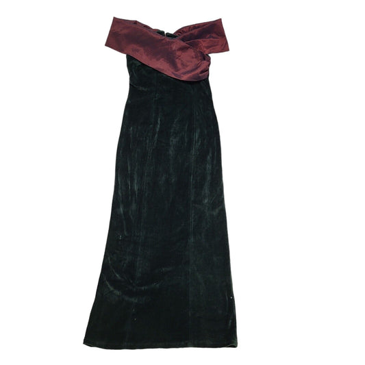 Inspirations Vintage 80's Green & Purple Off Shoulder Long Dress Womens UK 10