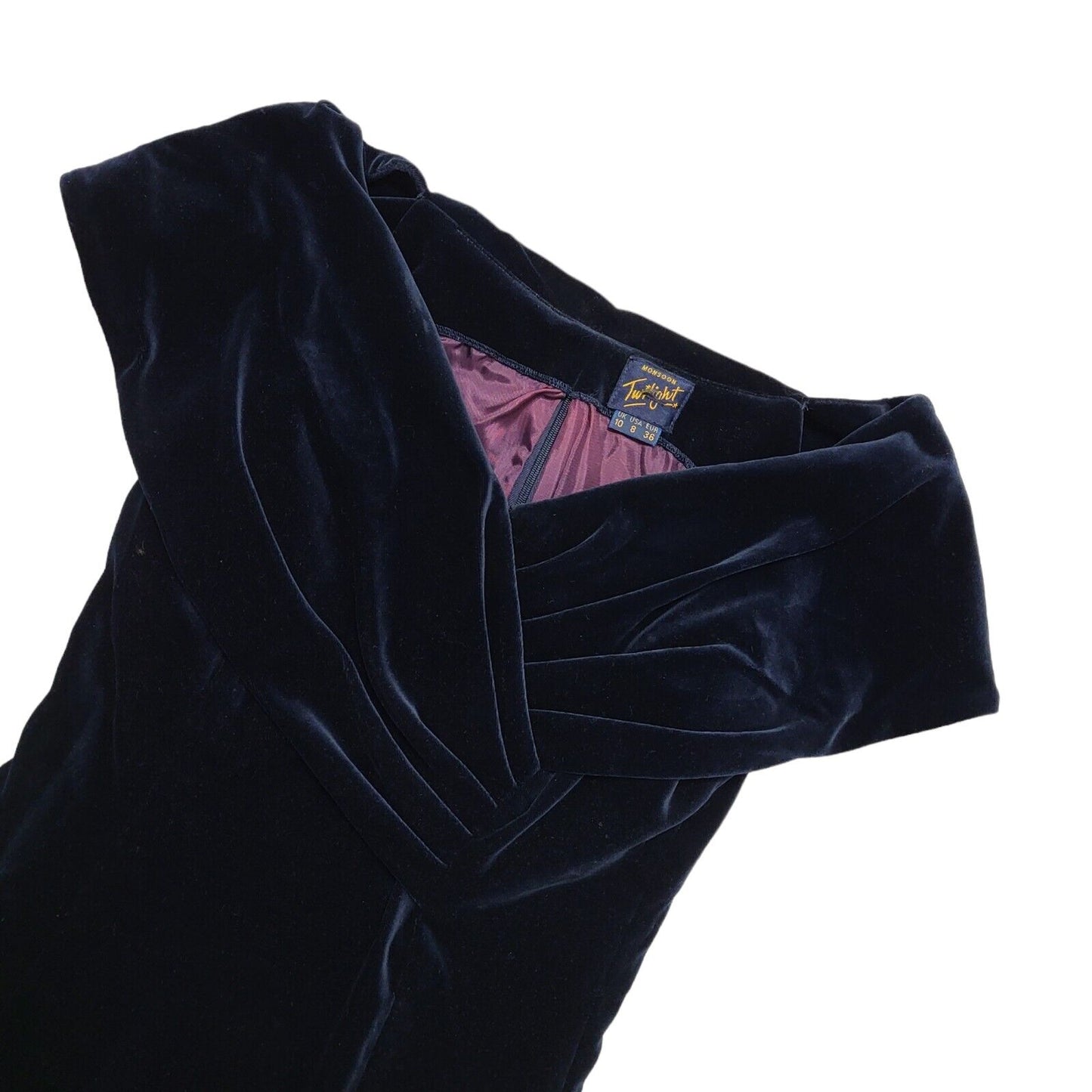 Monsoon Vintage 90's Blue Velour Evening Dress Womens UK 10