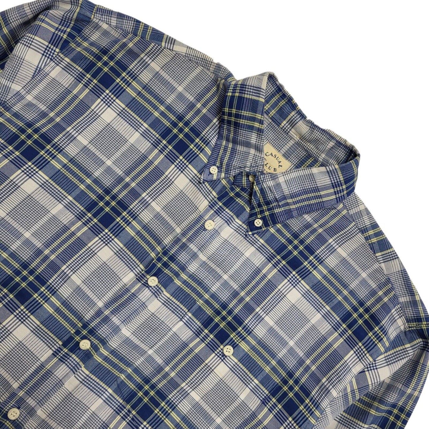 Casual Club 90's Vintage Blue & Yellow Check Shirt Uk Men's Medium
