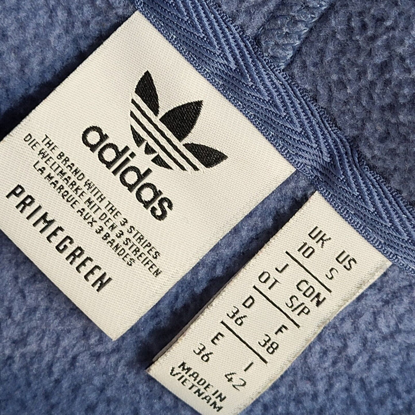 Adidas Vintage 90s Blue Fleece Cropped Hooded Jacket Uk Women's Size 10