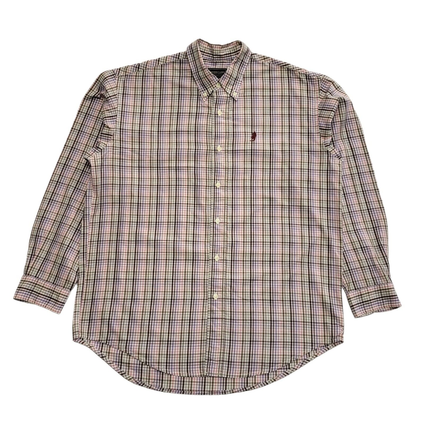 Marlboro Classics 90's Pink & Purple Check Long Sleeve Shirt Uk Men's UK L