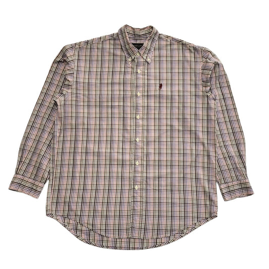 Marlboro Classics 90's Pink & Purple Check Long Sleeve Shirt Uk Men's UK L