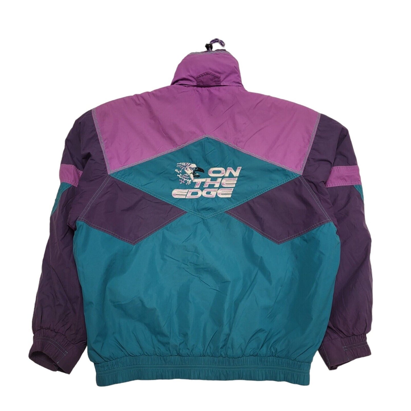 On The Edge 90s Purple & Teal Zip & Snap Jacket Uk Men's Size Medium