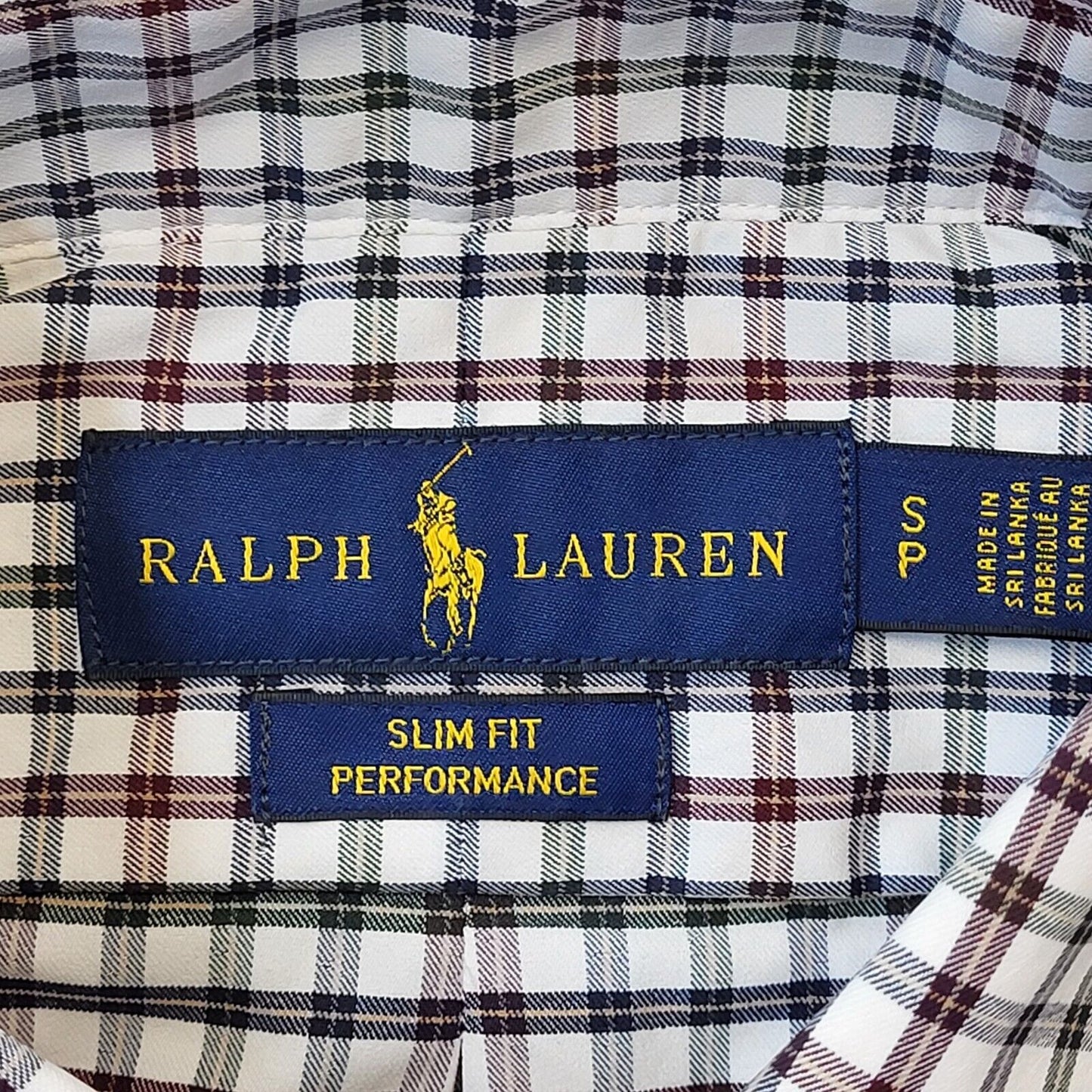 Polo Ralph Lauren White & Red Check Slim Long Sleeve Shirt Men's Size S Eu 46