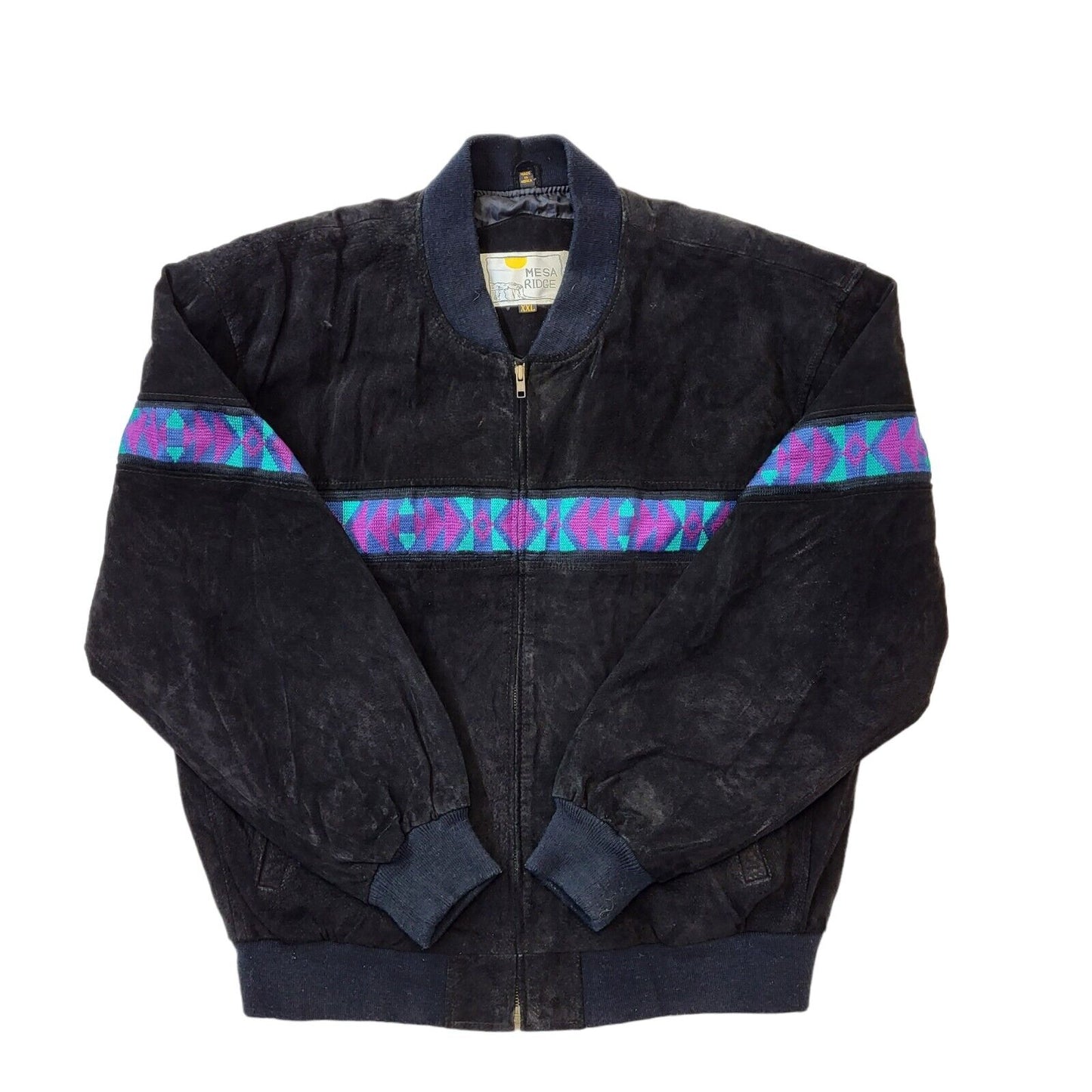 Mesa Ridge 90s Vintage Black Zip Up Suede Jacket Men's Size 2XL