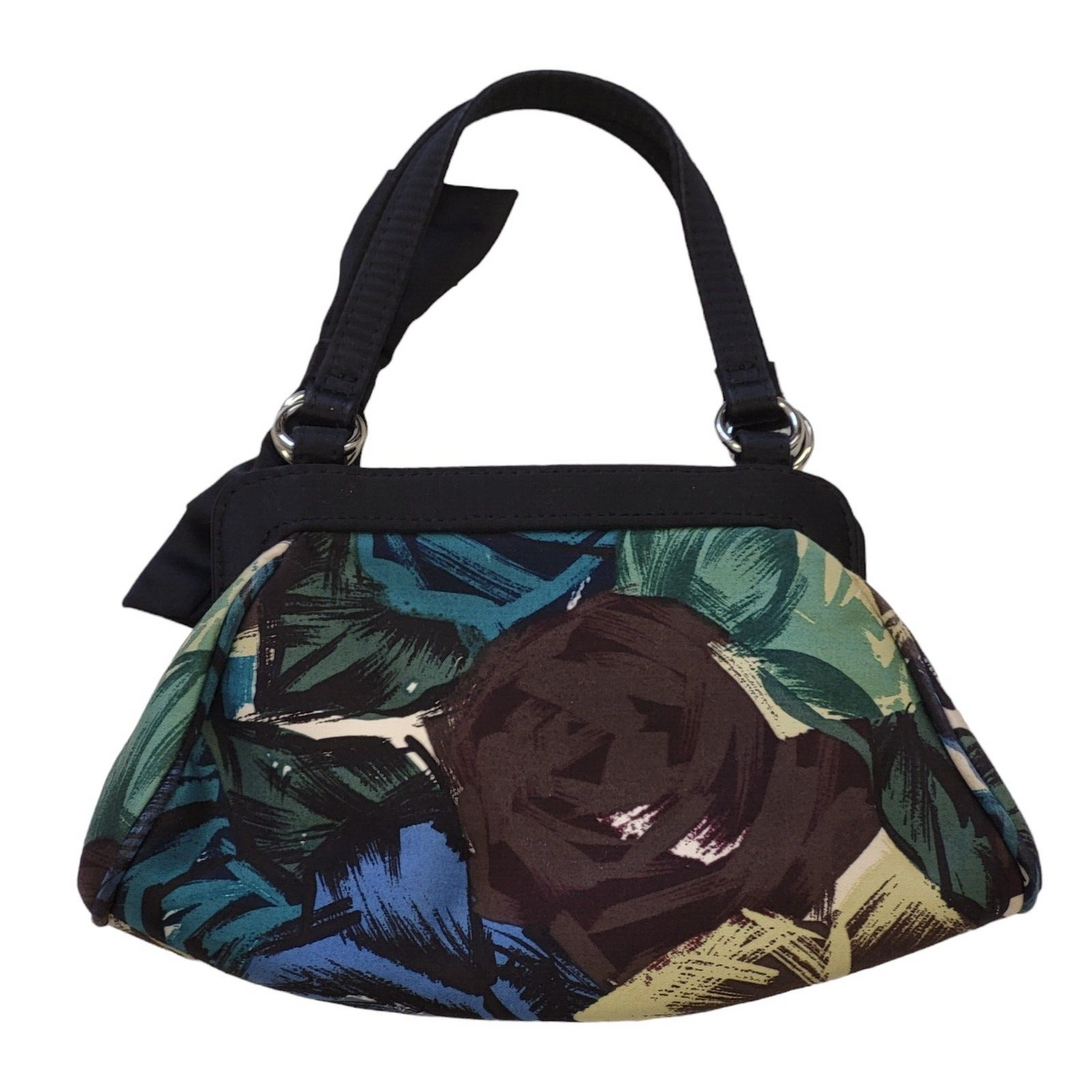 Coast Black Blue Floral Small Hand Bag Uk Women's 8" x 5.5"