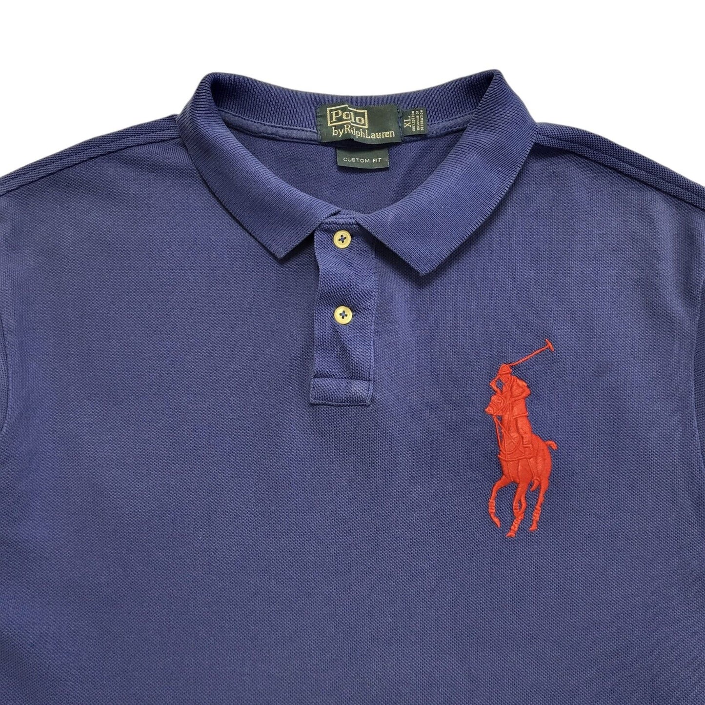 Polo Ralph Lauren 90s Vintage Blue Long Sleeve Polo Top Shirt Men's Size XL