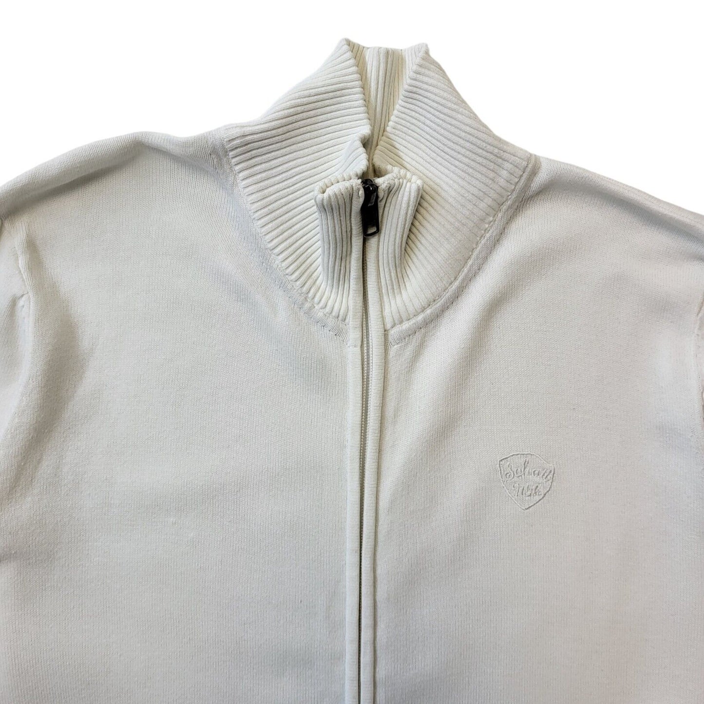 Schott Y2K Vintage White Zipped Cotton Cardigan Men's Size Small