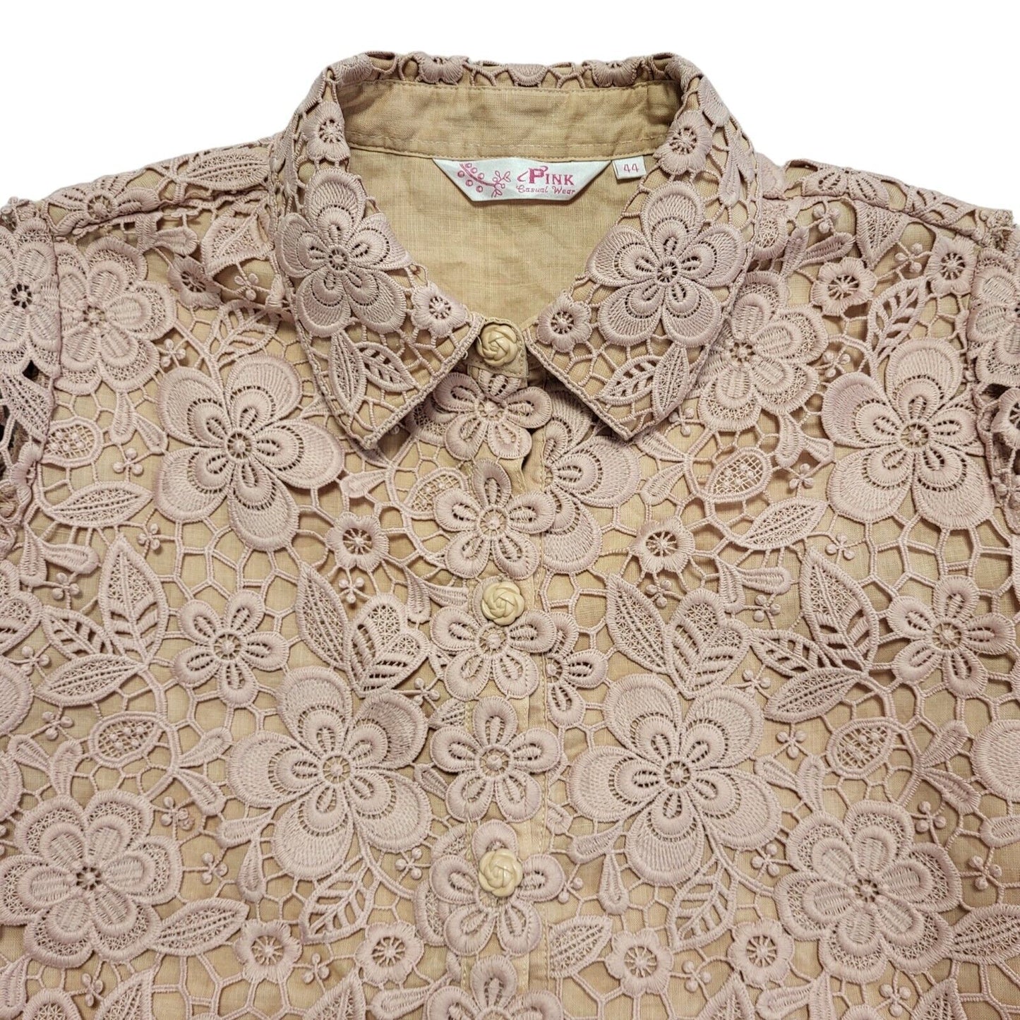 Pink Vintage 90s Pink Crochet Blouse Uk Women's Size 16