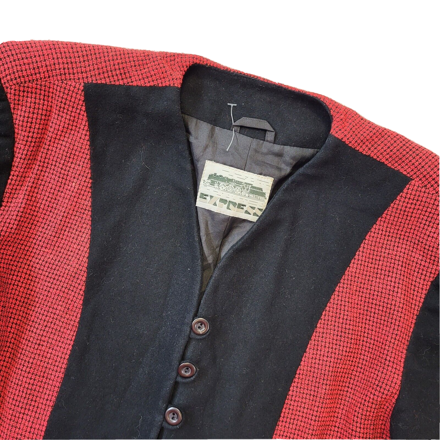 Express 80s Vintage Black & Red Button Up Blazer Women's Size Small