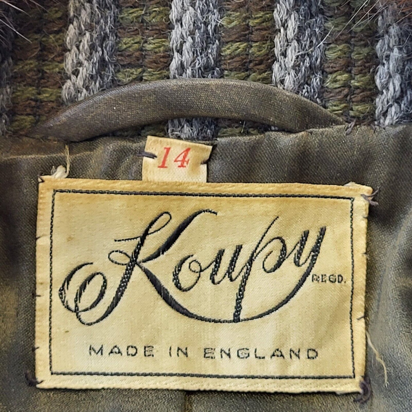 70s Vintage Koupy Grey & Brown Striped Jacket & Dress Women's Size 14 Eu 42