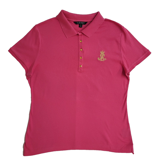 Ralph Lauren Vintage Y2K Pink Polo Shirt Uk Women's Size XL