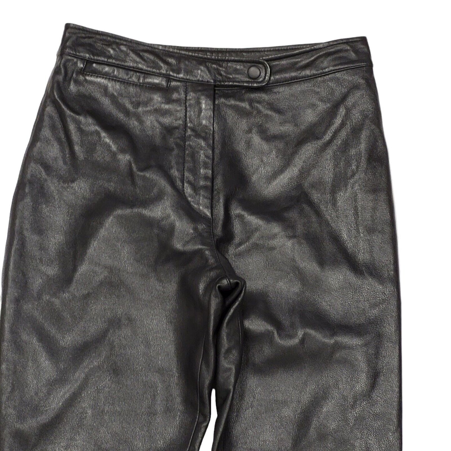 Wilsons Maxima 90s Straight Leg Black Leather Trousers Uk Women's 10 W28 L34