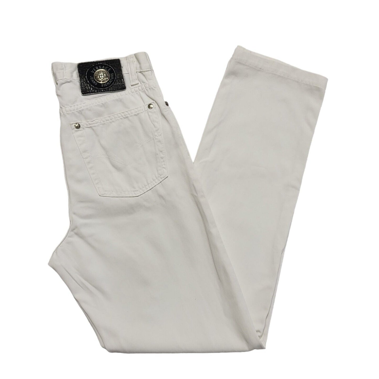 Versace Vintage 90's White Straight Leg Jeans Uk Women's Size 10 W28 L31