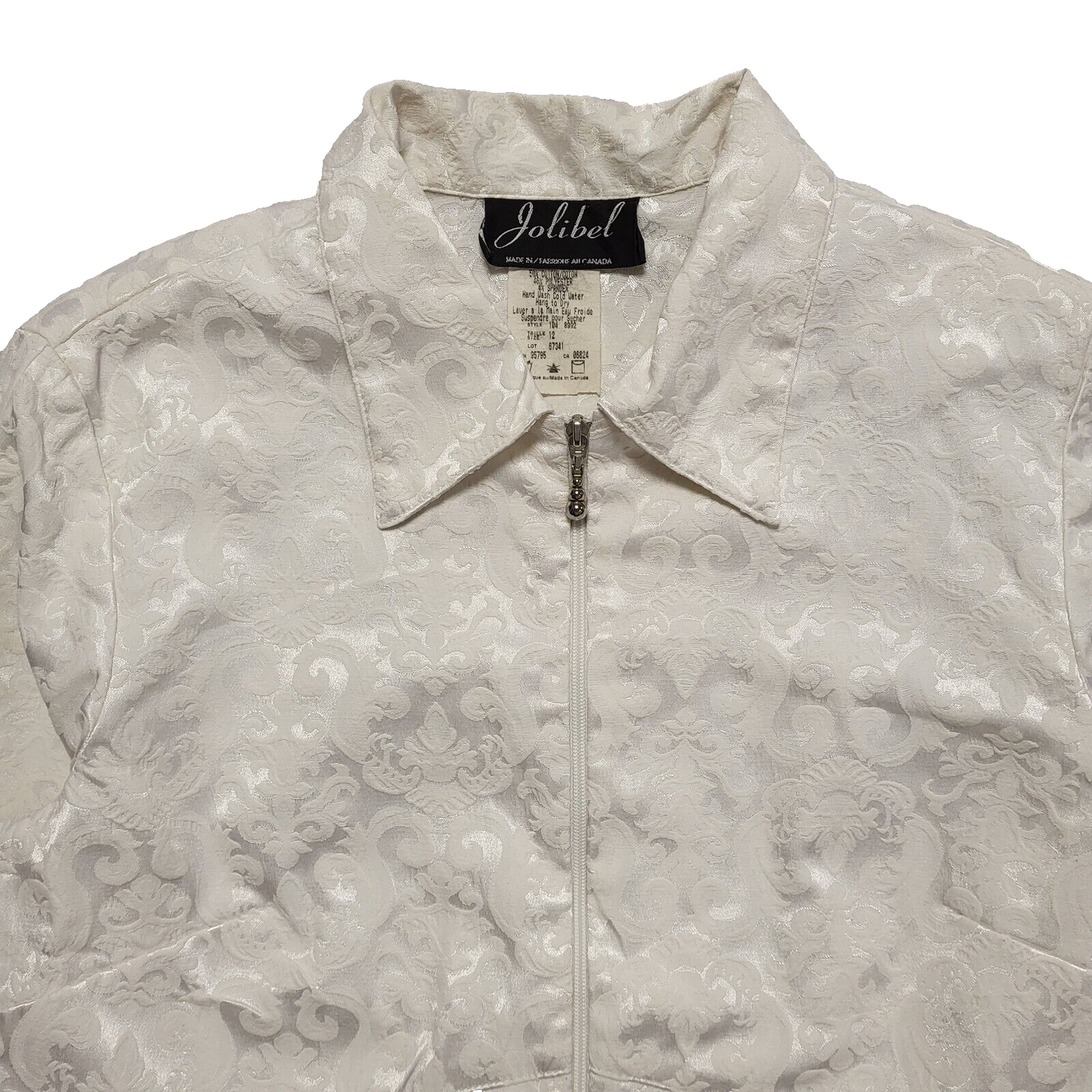 Jolibel White Vintage 90's Full Zip Collared Jacket Womens UK Size 12