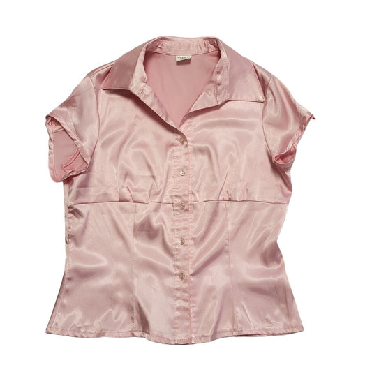 Molera Moda Y2K Pink Satin Blouse Womens UK Size 16
