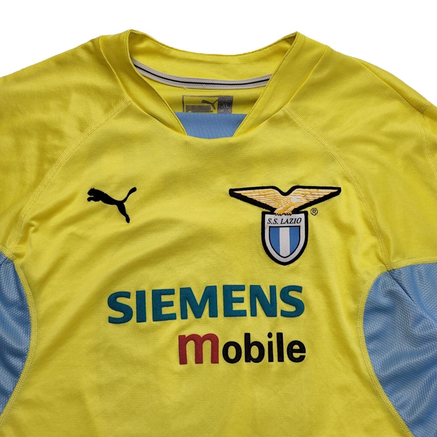 Lazio Puma S.S Crespo 2001 Yellow & Blue Away Football Shirt UK Men's Size XL