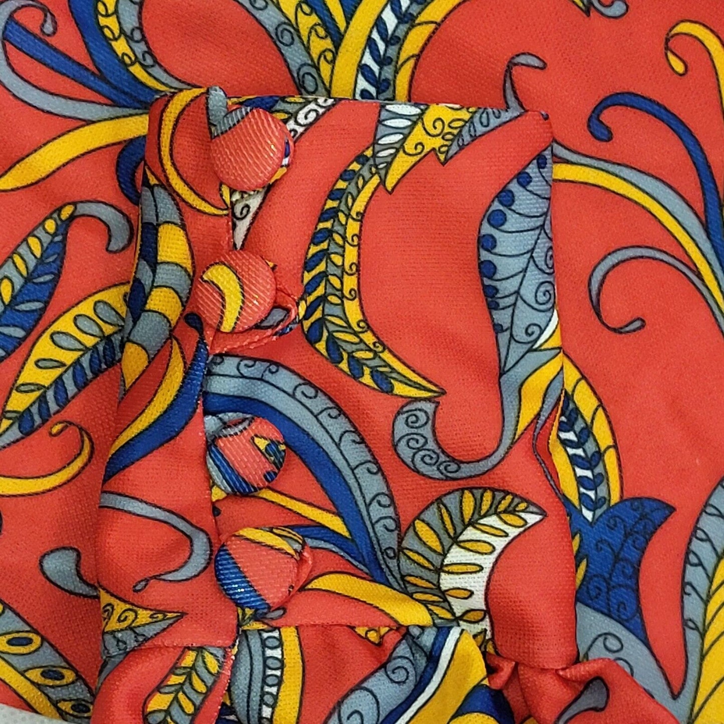 70s Vintage Red & Blue Mini Dress Women's Size 14