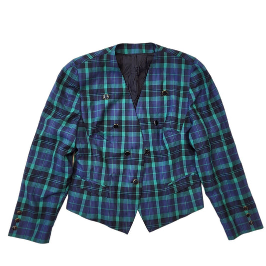 Goldix 80s Vintage Blue & Green Check Button-Up Women's Jacket Size 16
