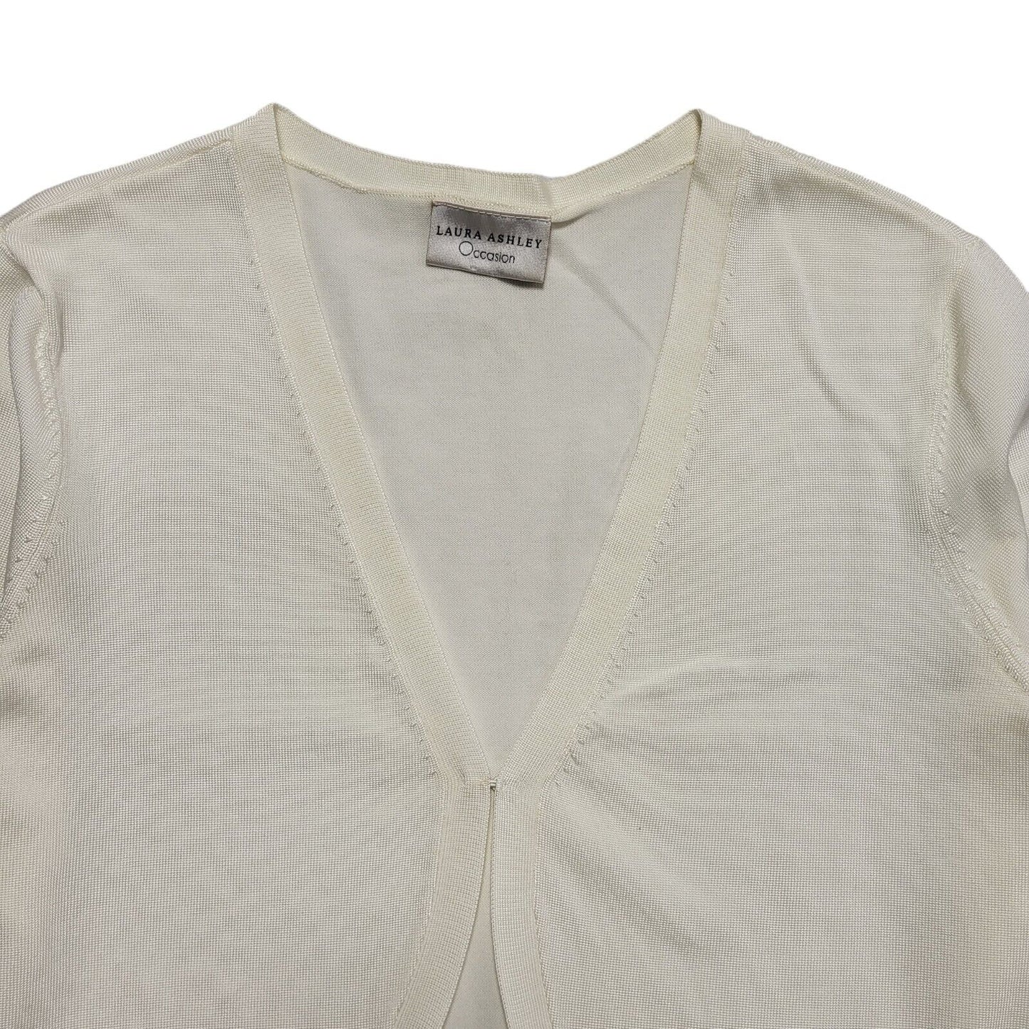 Laura Ashley Y2K Vintage Cream Cropped Thin Knit Cardigan Women's L 12