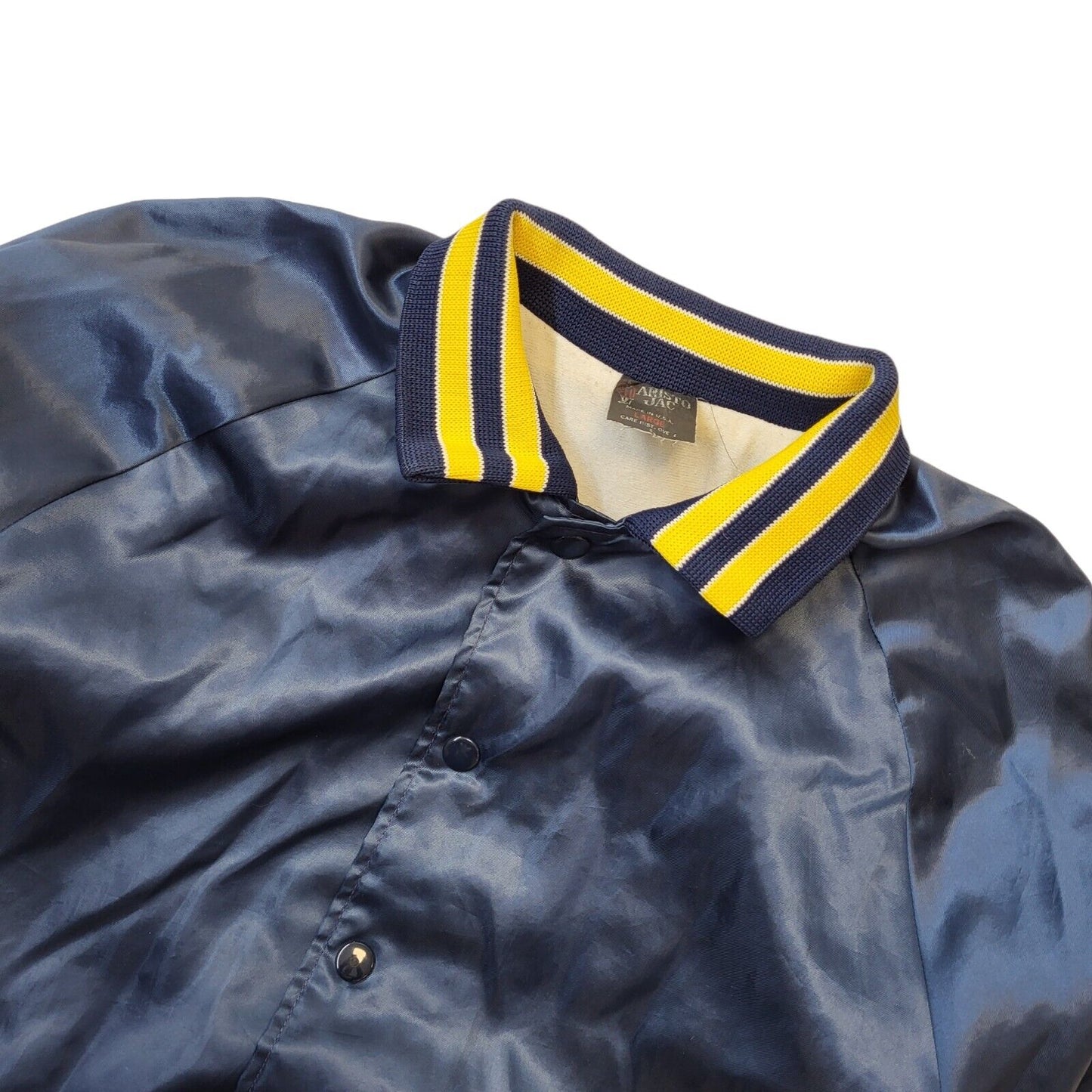 Aristo Jac Vintage 90s Navy Snap Fasten Bomber Jacket Men's Size Large