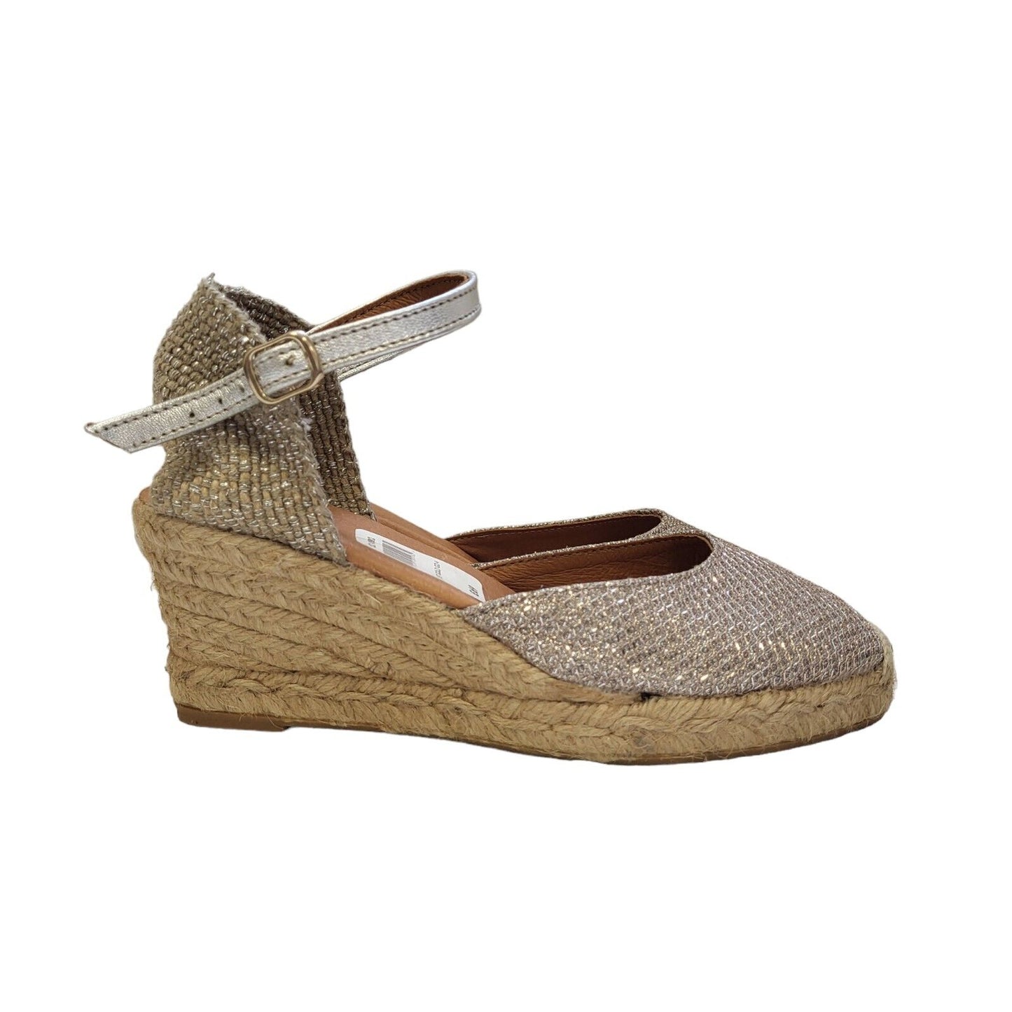 John Lewis Gold Vintage Buckle Wedge Shoes Uk Women's Size 4.5