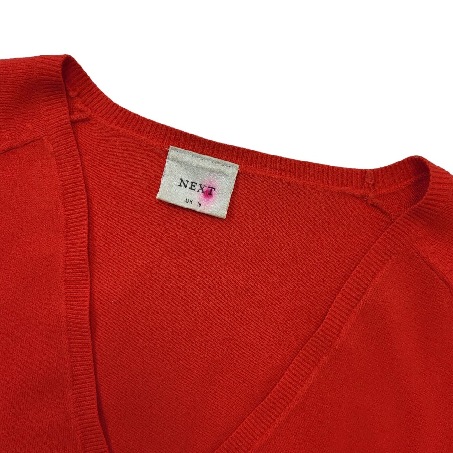 Next Y2K Red Cropped Button Up Short Sleeve Cardigan Womens UK Size 18
